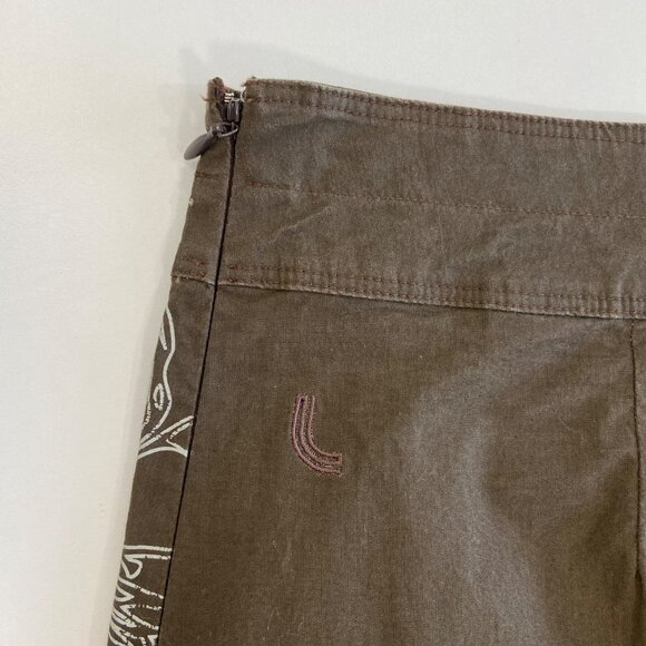 Lolé Womens Brown A-Line Skirt With White Floral Print Size 4 Asymmetrical Hem - Picture 4 of 10